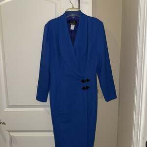 Vintage Gillian Cobalt Blue Asymmetrical Wool Jacket Pearl Buttons